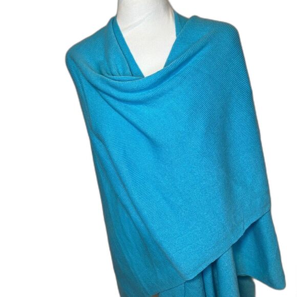 Charming Charlie Solid Teal Ruana Wrap Sweater Shoulder Strap Stylish Womens - Picture 4 of 5
